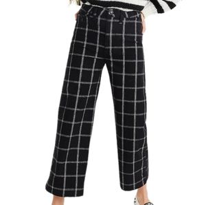 New...Slim Emmett Wide-Leg Crop Pants in Space-Dyed Windowpane... Size 26